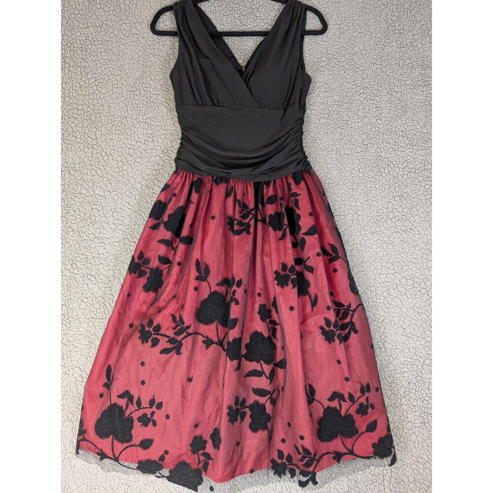 Jessica Howard Dress Midi Velvet Overlay Layered Prom Formal Whimsigoth Fairy
